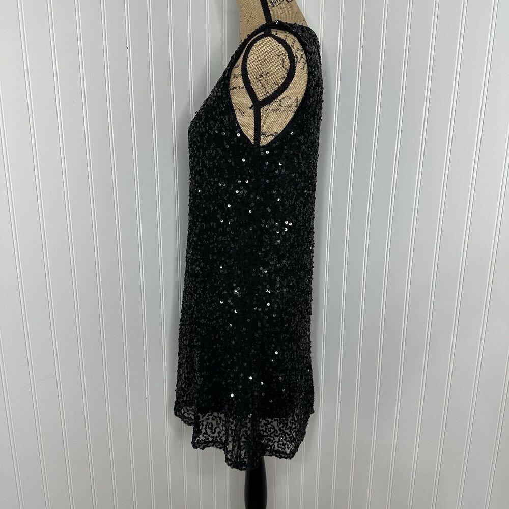 Rue 21 Black Sequin Mini Dress Lined LBD Cocktail Party Glam Event HOCO Sz L - Picture 3 of 14
